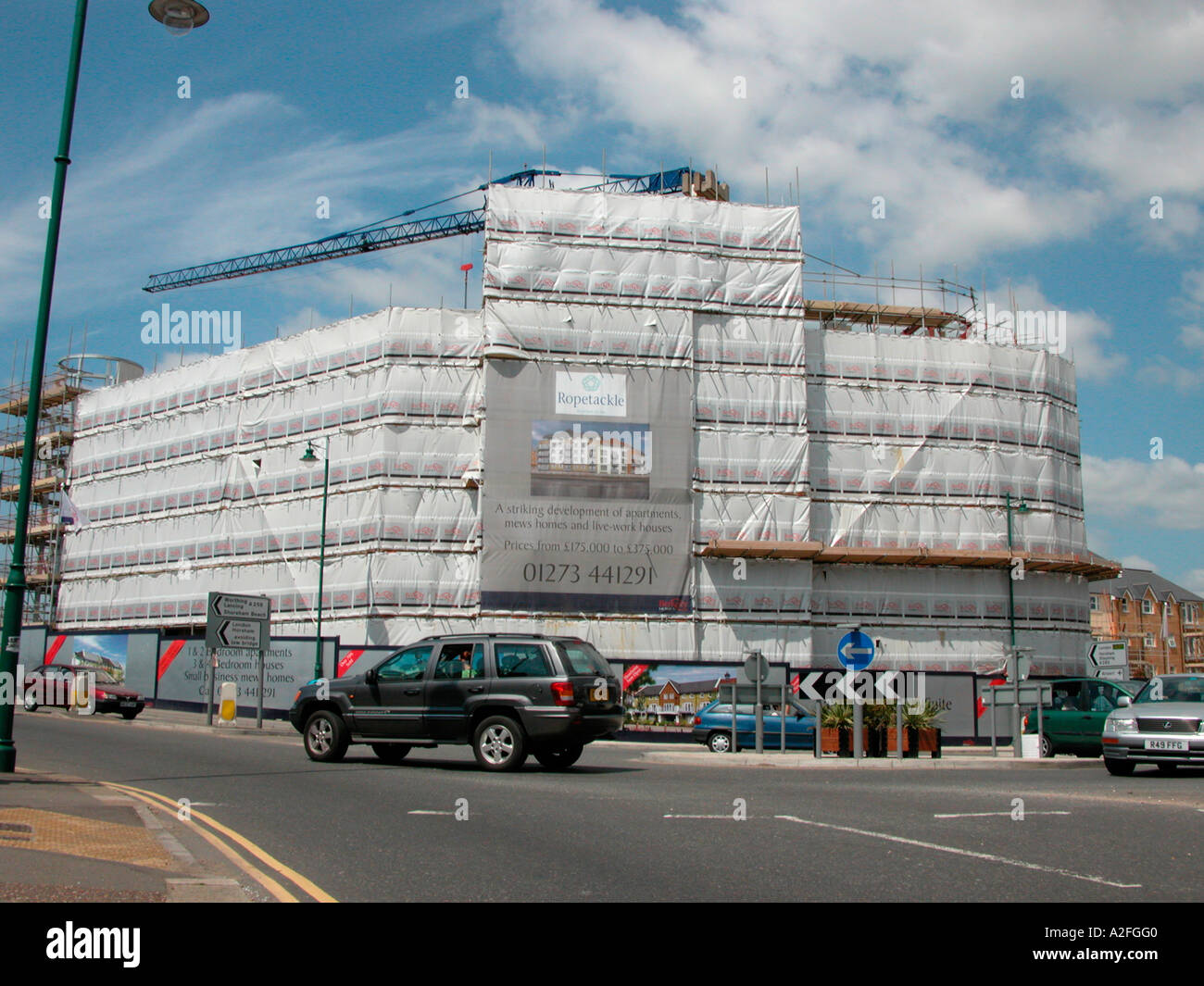 housing development under construction overlooking the River Adur and