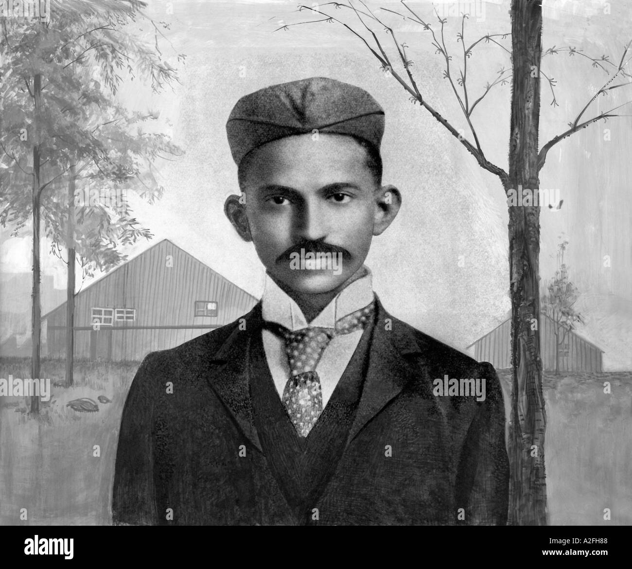 Mahatma Gandhi In South Africa 1895 early photo in tie coat hat Stock ...