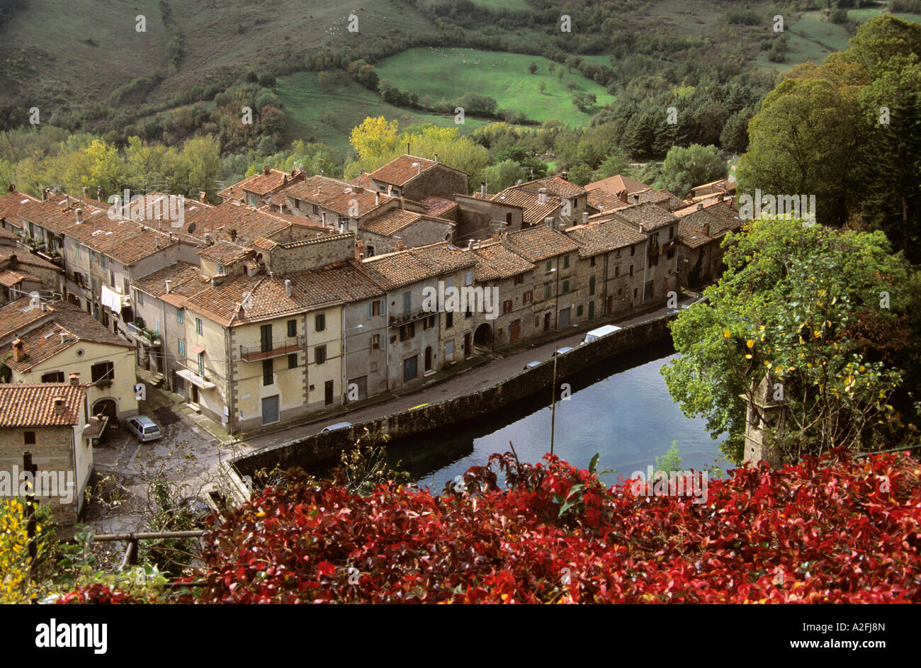 Italy, Tuscany, view to Santa Fiora Stock Photo