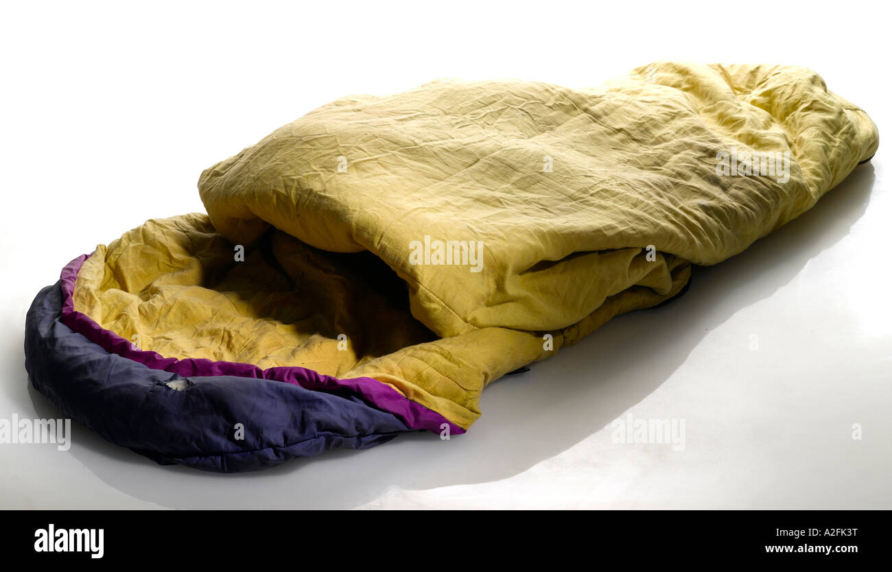 Used sleeping bag, closeup Stock Photo Alamy