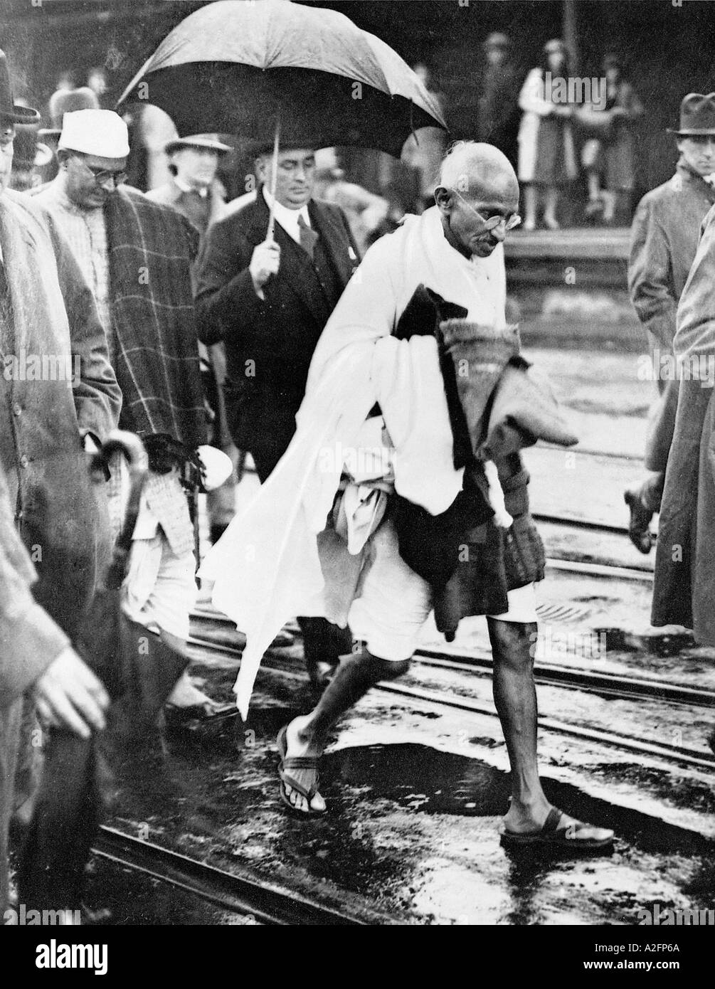 Mahatma Gandhi after landing at Folkstone England UK 12 September 1931 Stock Photo