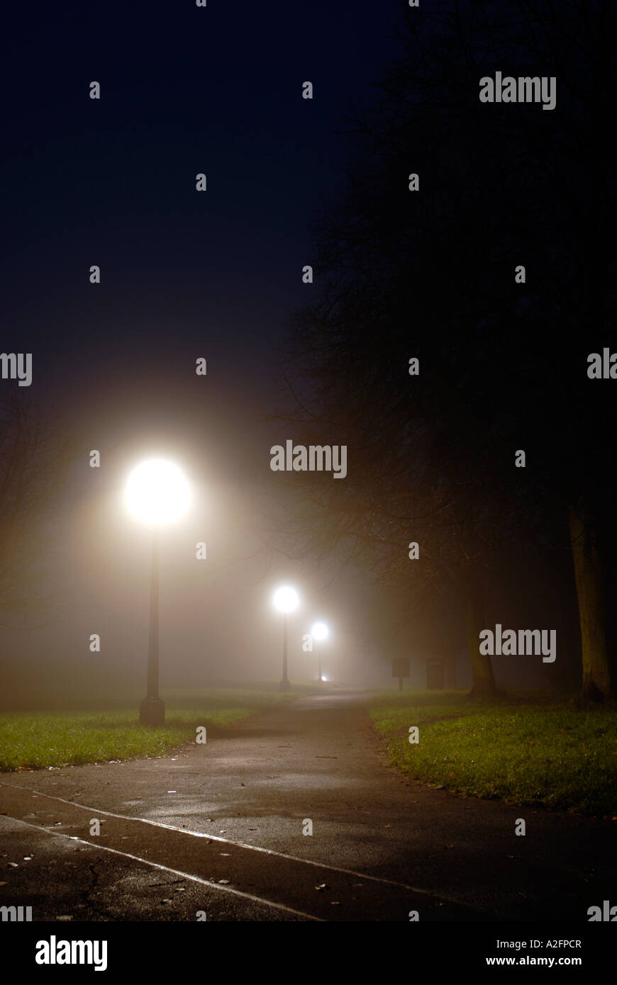 December fog at night on Primrose Hill London Stock Photo - Alamy