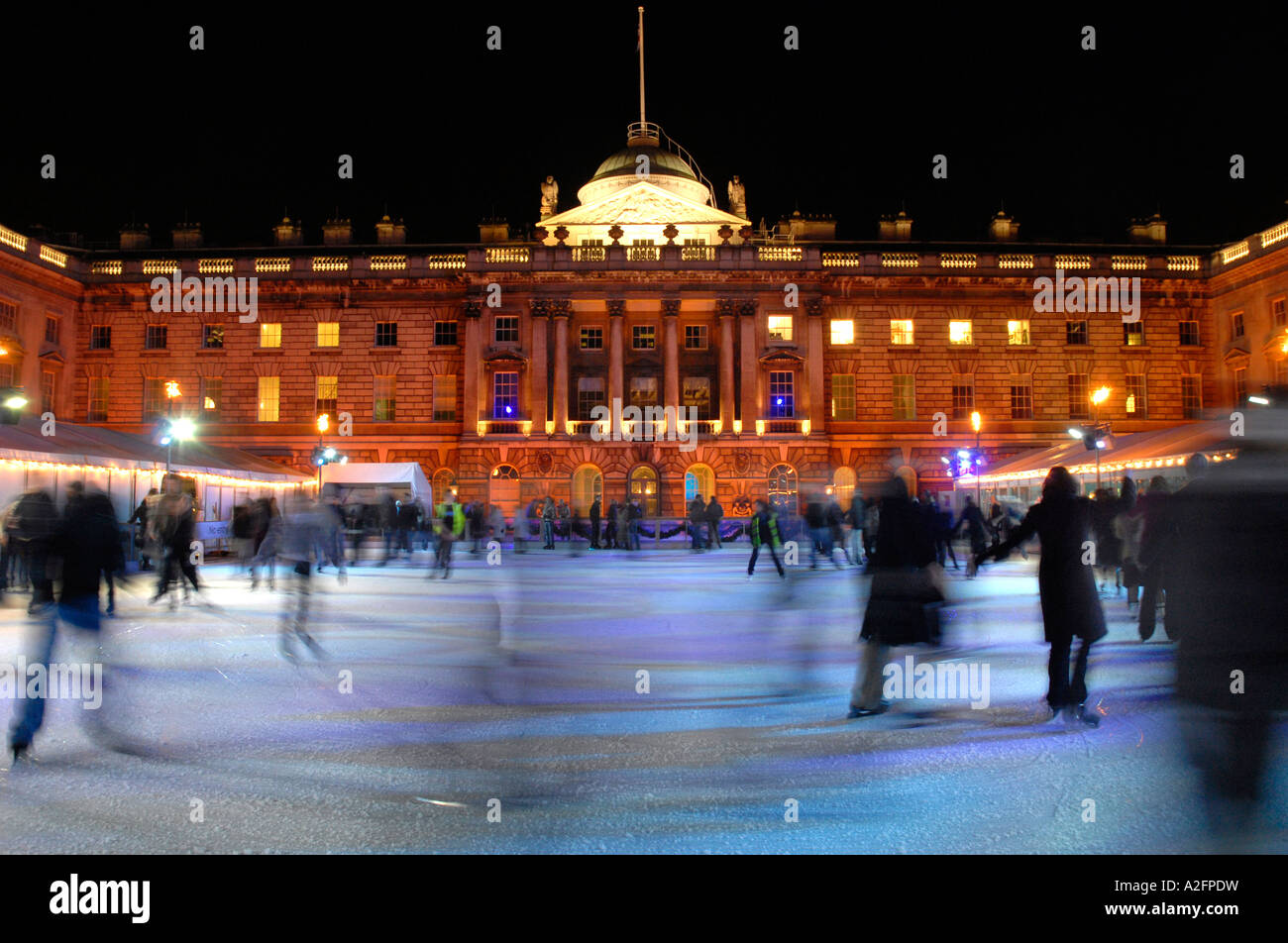 Skaters image at the annual ice rink at Somerset House London Stock ...