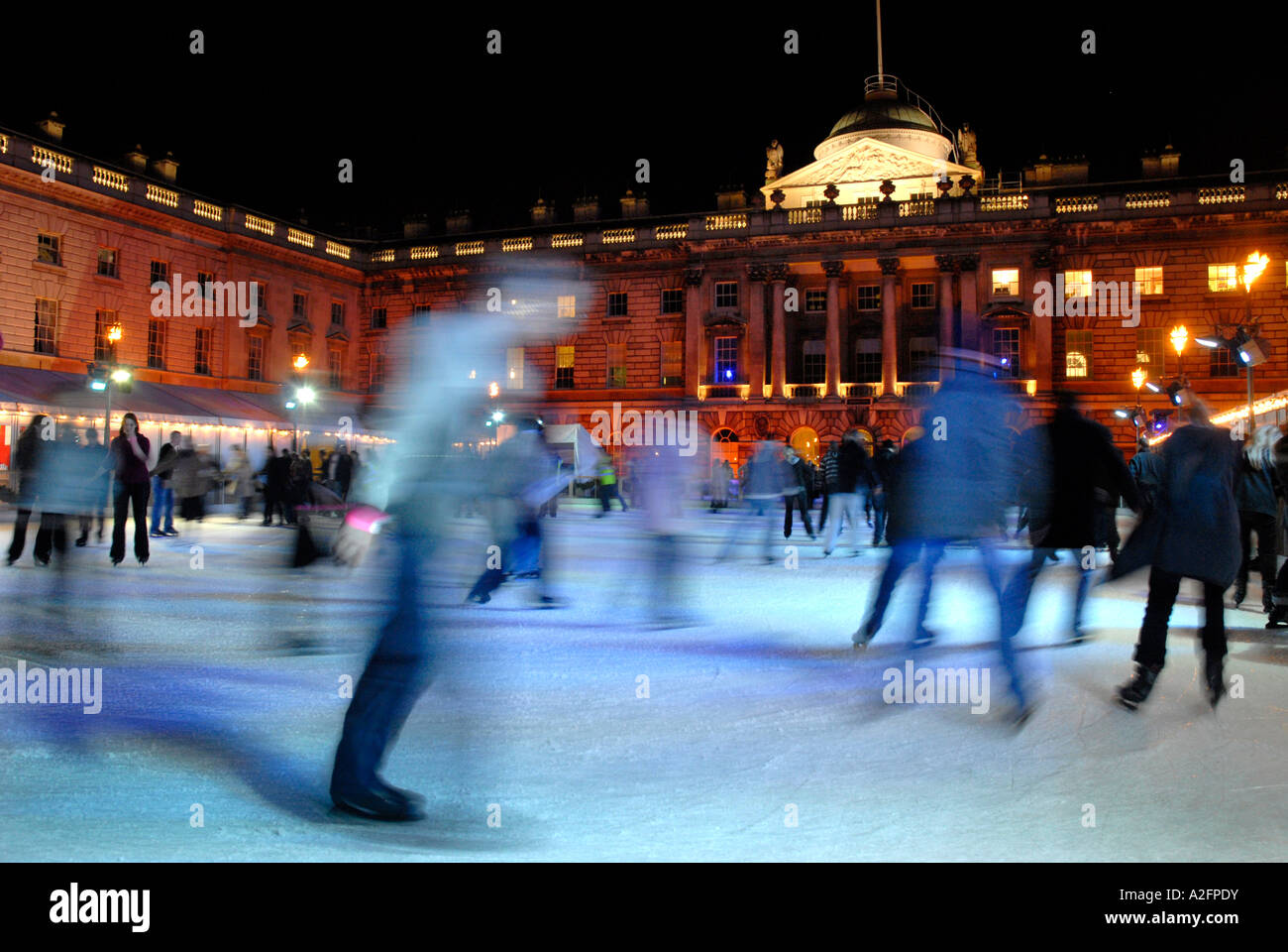 Skaters image at the annual ice rink at Somerset House London Stock ...