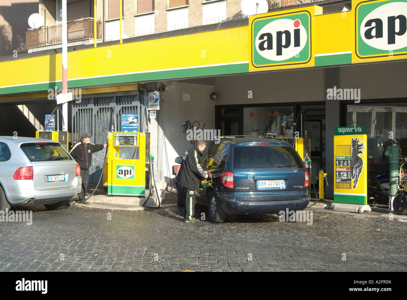 api, italian, petrol, station, fuel, oil, company, italy, filling Stock Photo Alamy