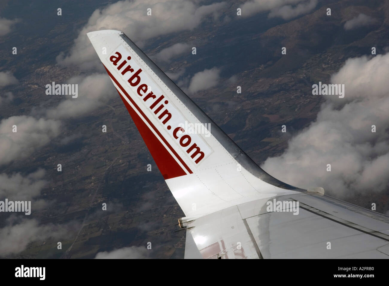 WING TIP WITH AIRBERLIN LOGO DURING FLIGHT EUROPE EU Stock Photo