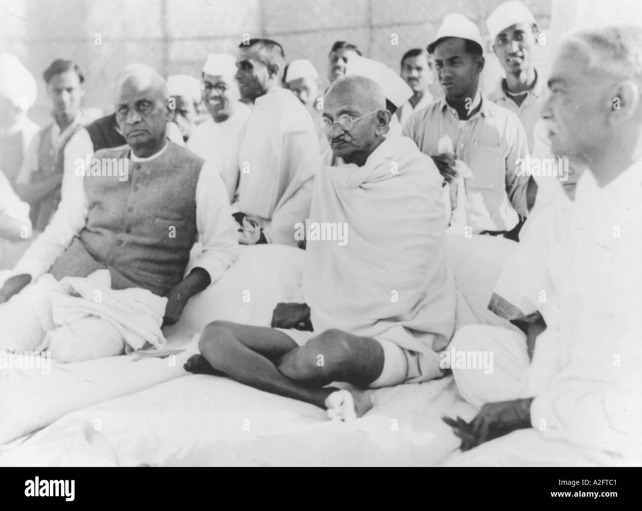 Mahatma Gandhi and Sardar Vallabhbhai Patel sitting together in a ...