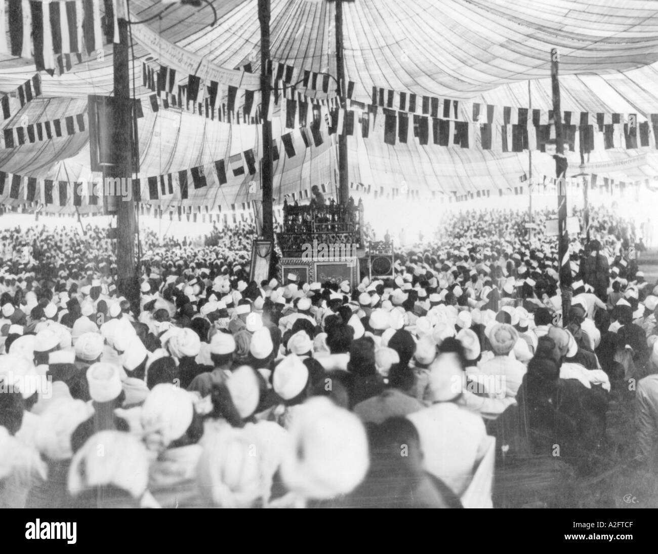Mahatma Gandhi giving presidential speech at opening session of Belgaum Congress Maharashtra India December 1931 old vintage 1900s picture Stock Photo