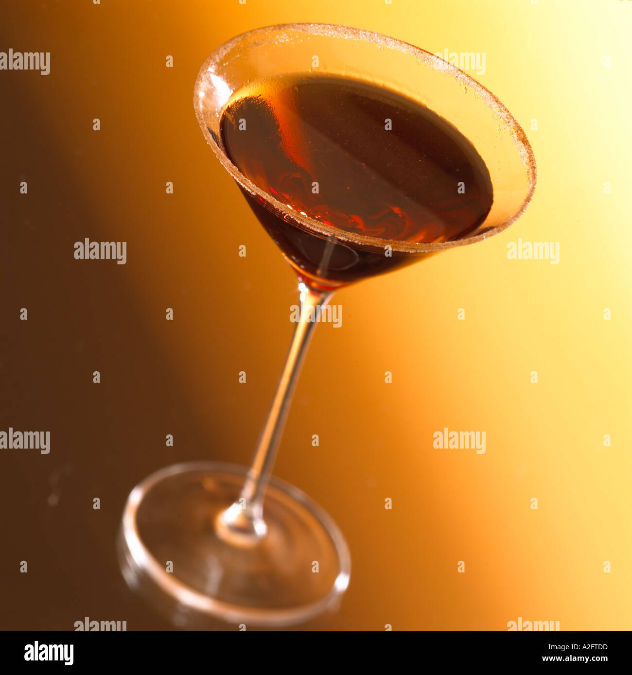 Cocktail Nocturne Cognac cinnamon creme de noisette cacao Keywords drink alcohol brandy Stock Photo