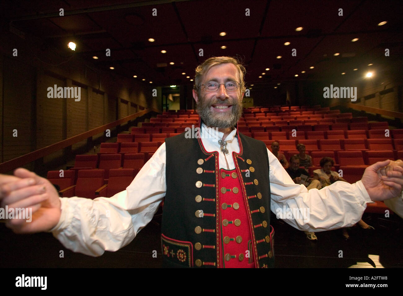 Bergen traditional Norwegian folk dancer. Costumes are designed in the ...