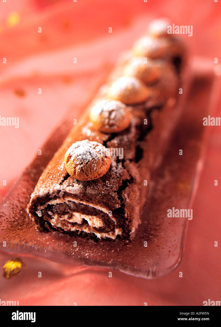 A whole chocolate roulade Stock Photo - Alamy