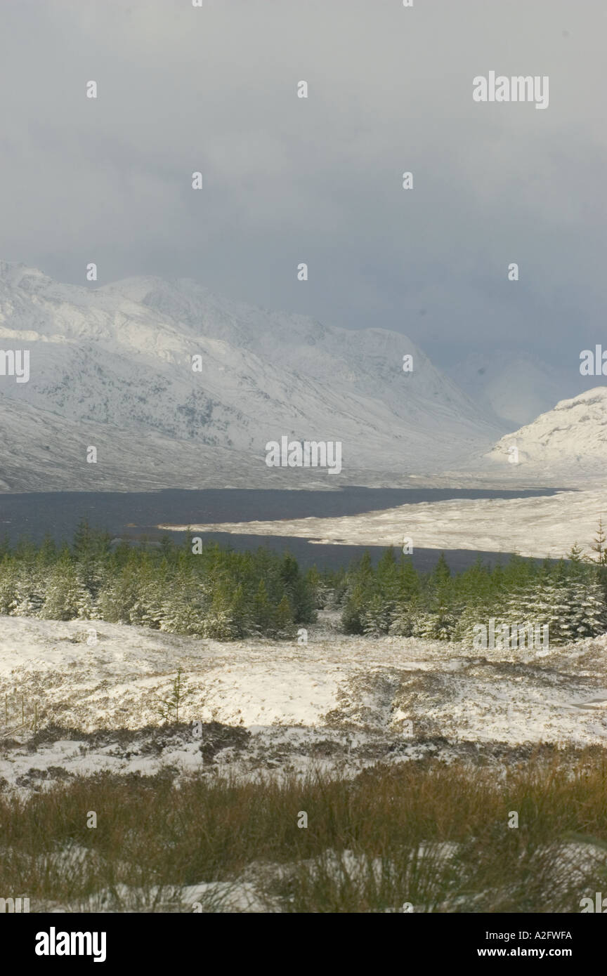 Winter storm sweeps through Scottish mountains at Loch Loyne near Fort Augustus Invernessshire Scotland Stock Photo