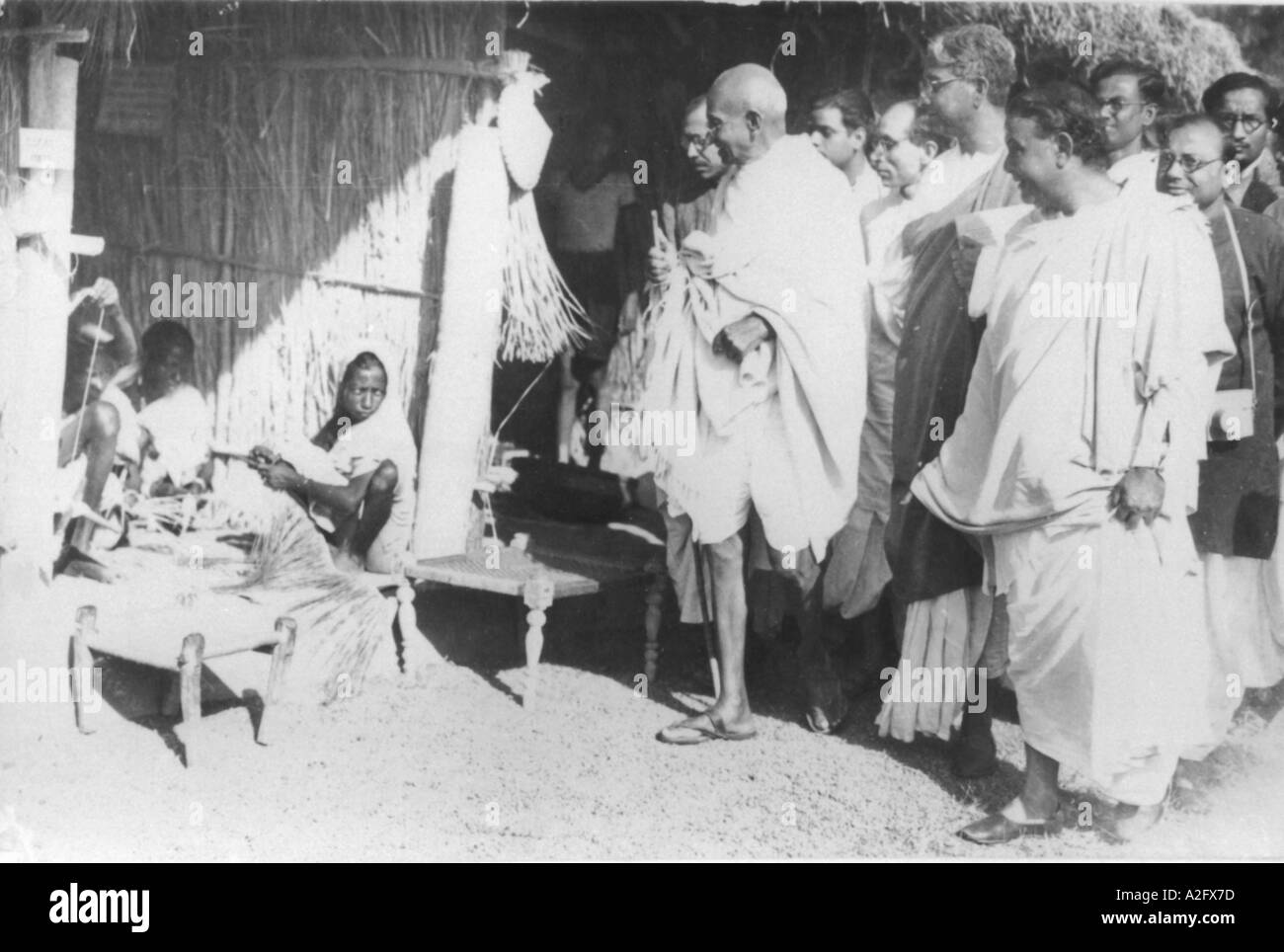 Mahatma Gandhi at Sri niketan rural reconstruction centre of Visva ...