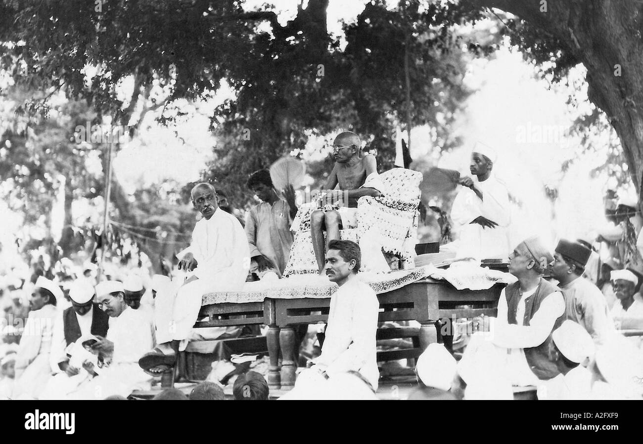 Mahatma Gandhi during a meeting at Surat Gujarat India 1929 Stock Photo