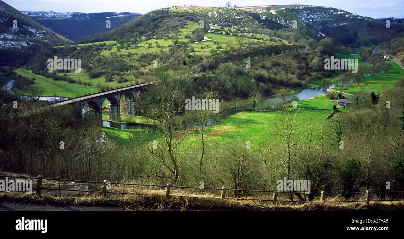 Monsal Viaduct and Dale near Bakewell in the Derbyshire Peak District England UK Stock Photo