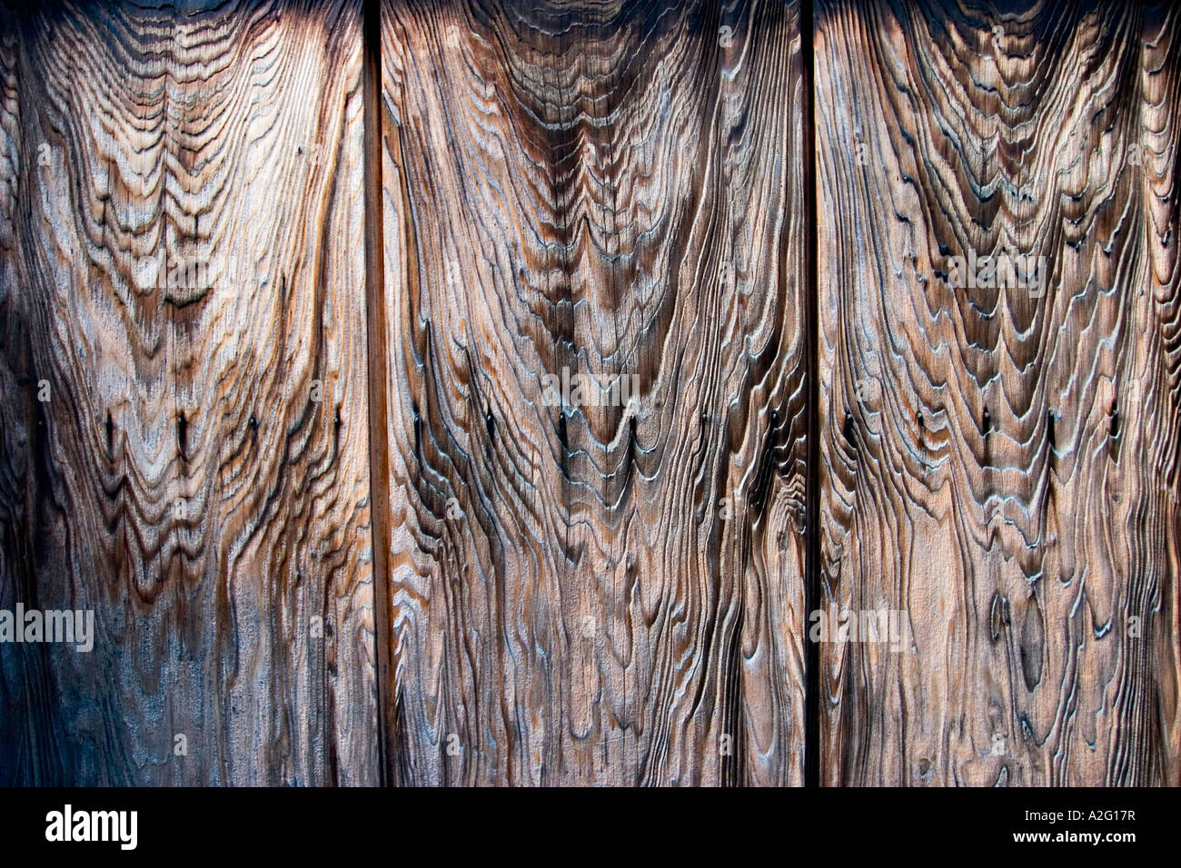 Aged wooden Japanese temple door Stock Photo