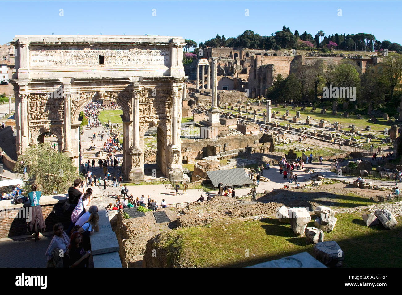 Arch of Septimius Severus Roman Forum ancient ruins in Rome Italy Europe EU Stock Photo