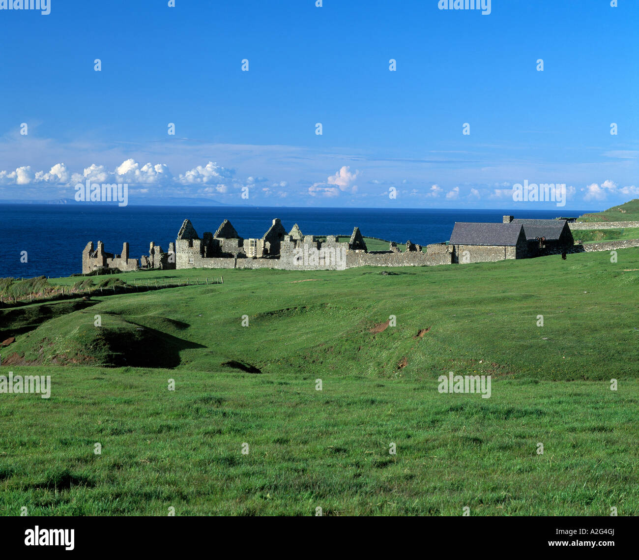 dunluce castle, county antrim, northern ireland, historic coastal stronghold on ireland north atlantic coast Stock Photo