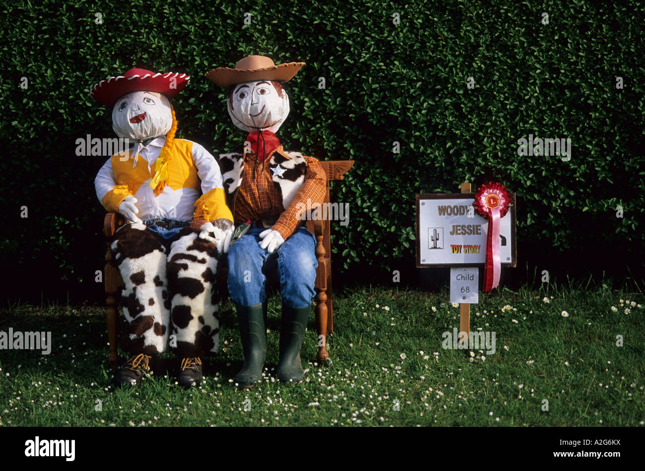 1st prize in rural Scarecrow Competition, Wetwang, Yorkshire, United Kingdom. Stock Photo