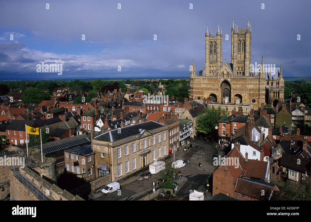 The west front of Lincoln Cathedral, Lincoln, Lincolnshire, United Kingdom. Stock Photo