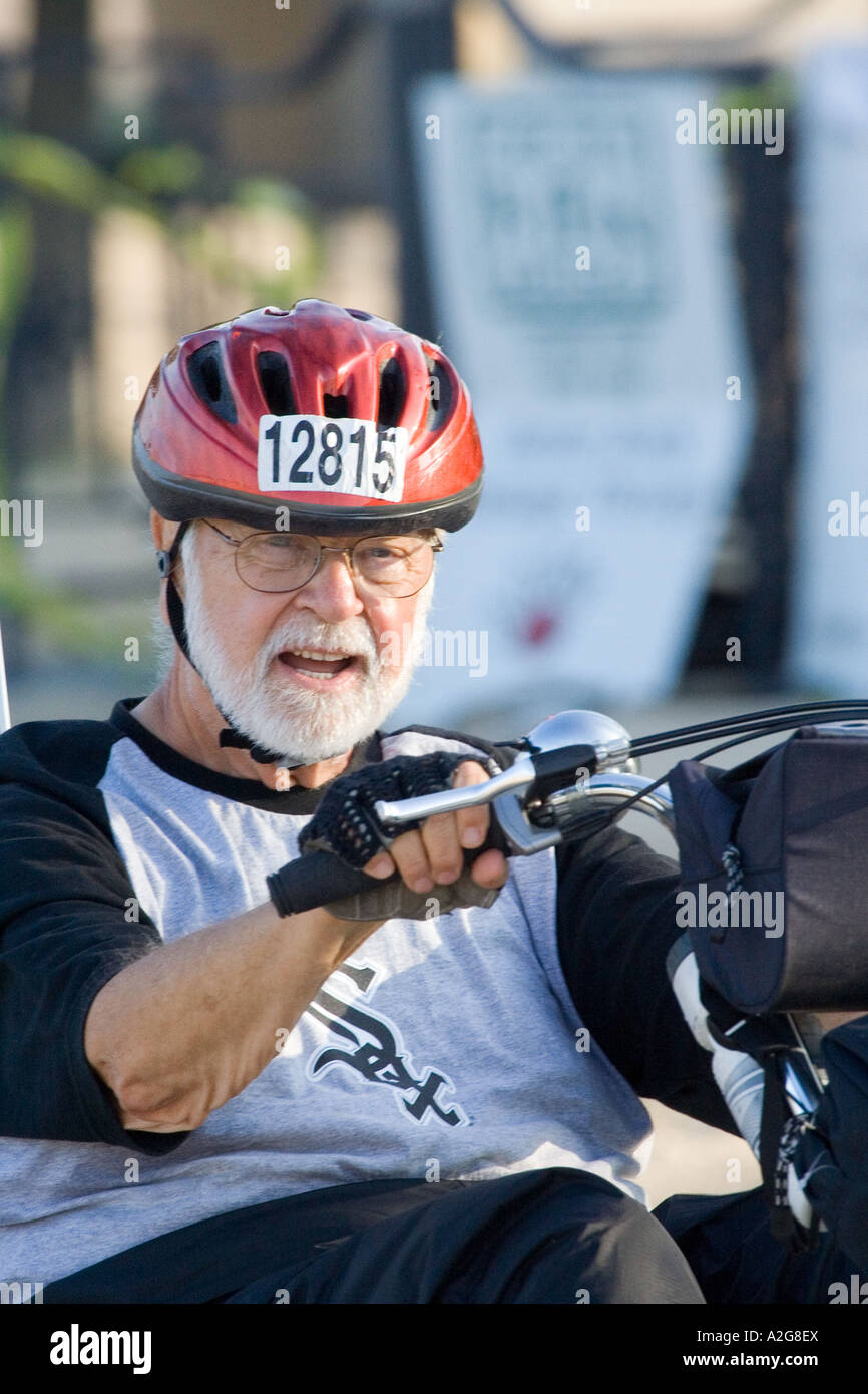 Older man on bike Stock Photo Alamy