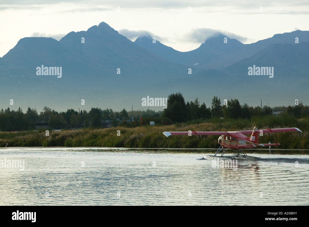 USA, ALASKA, ANCHORAGE Lake Hood Air Harbor World's Busiest Float