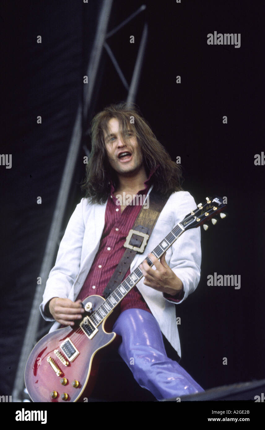 Paradise Lost, guitarist, Aaron Aedy, playing, long black hair Stock Photo