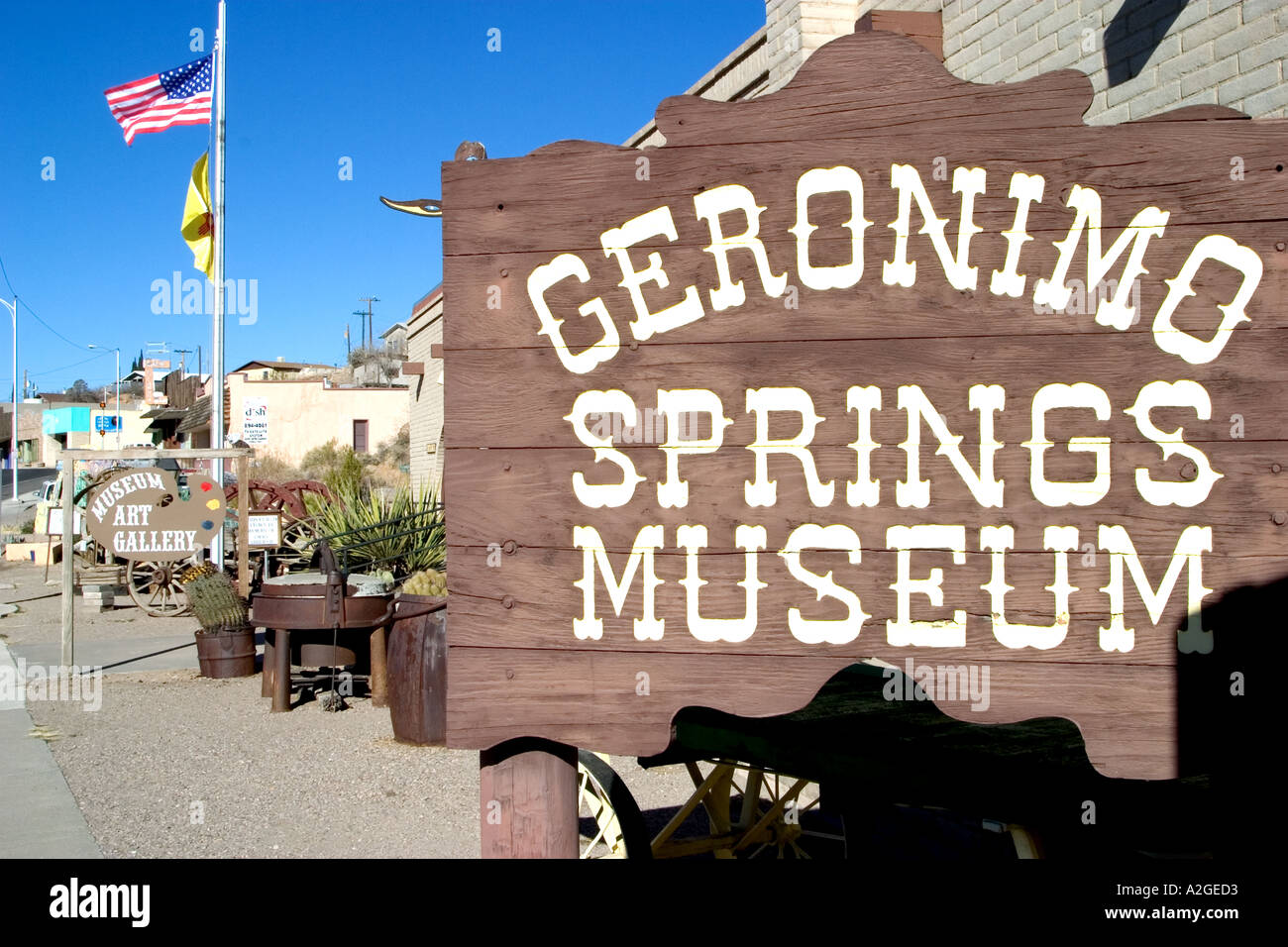 Geronimo Spring Museum with totem pole Truth or Consequences New Mexico