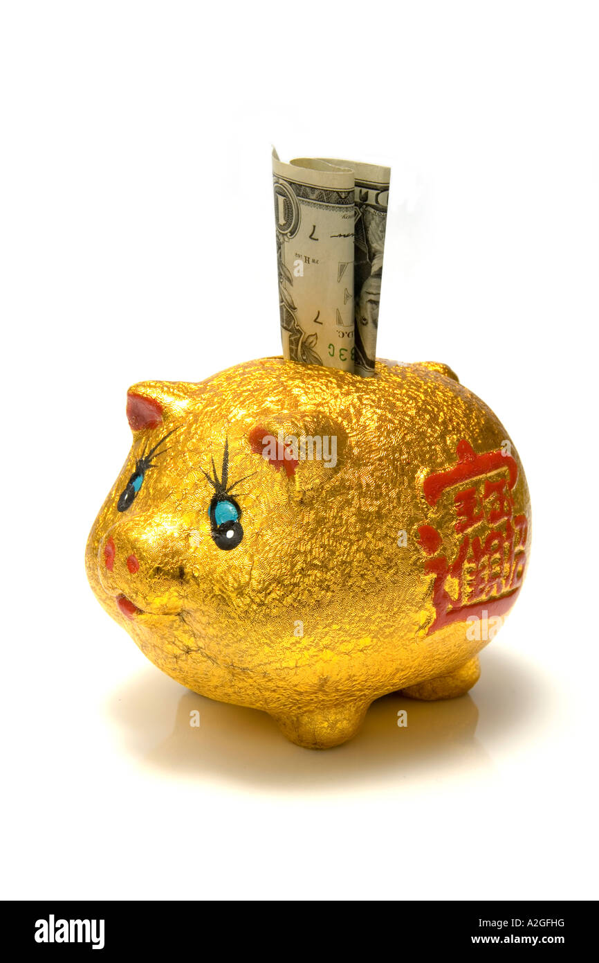 Piggy bank style money box isolated on a white studio background Stock ...