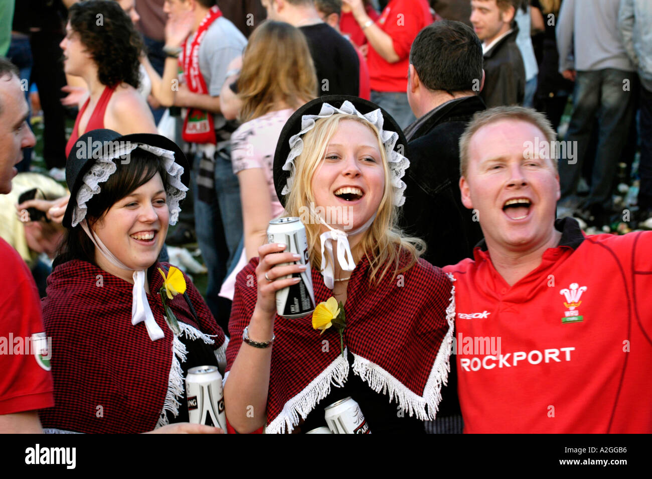 Welsh women rugby fans on street in Cardiff city centre celebrating ...