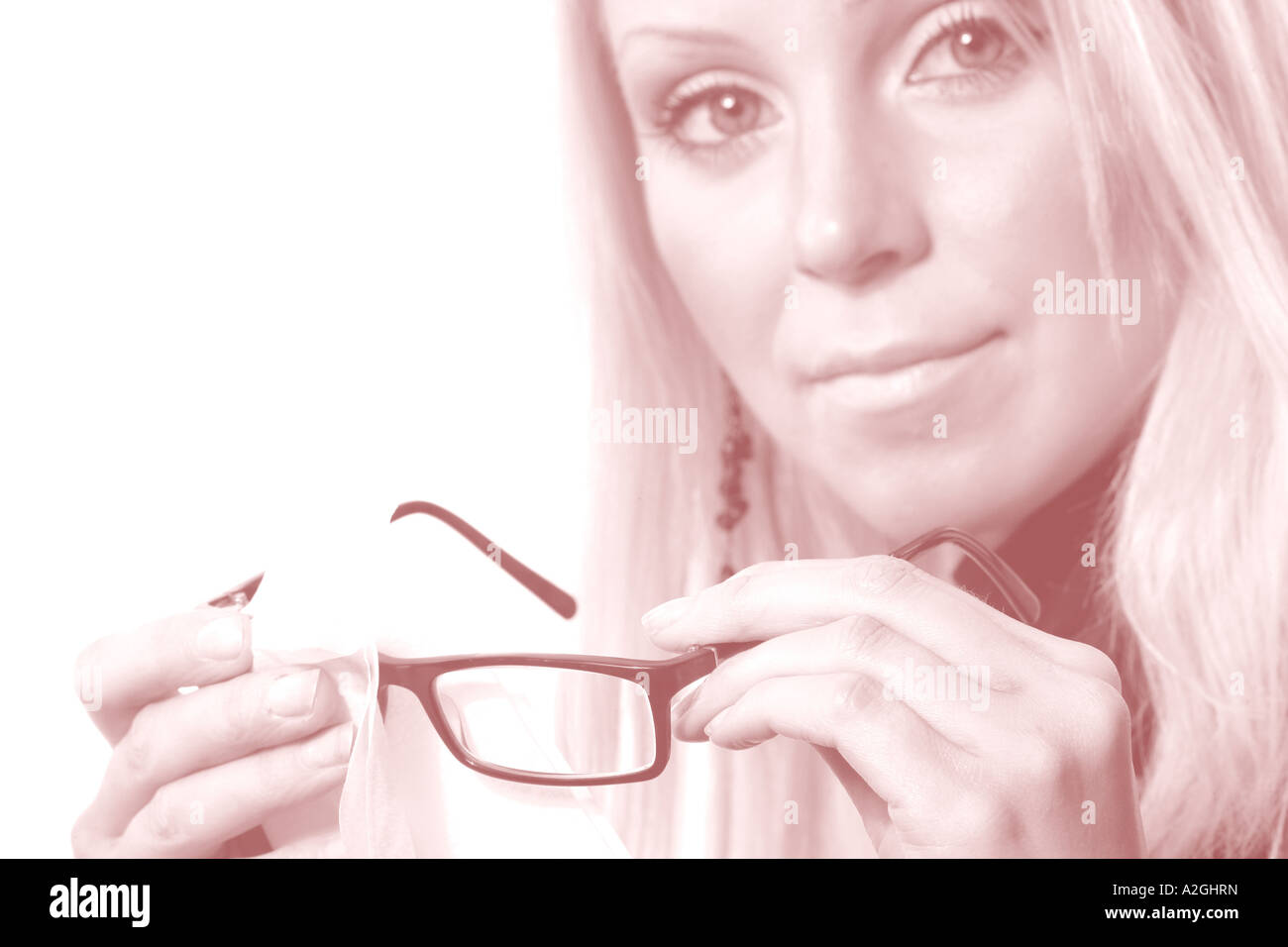 Teenage Girl Polishing Glasses Model Released Stock Photo Alamy