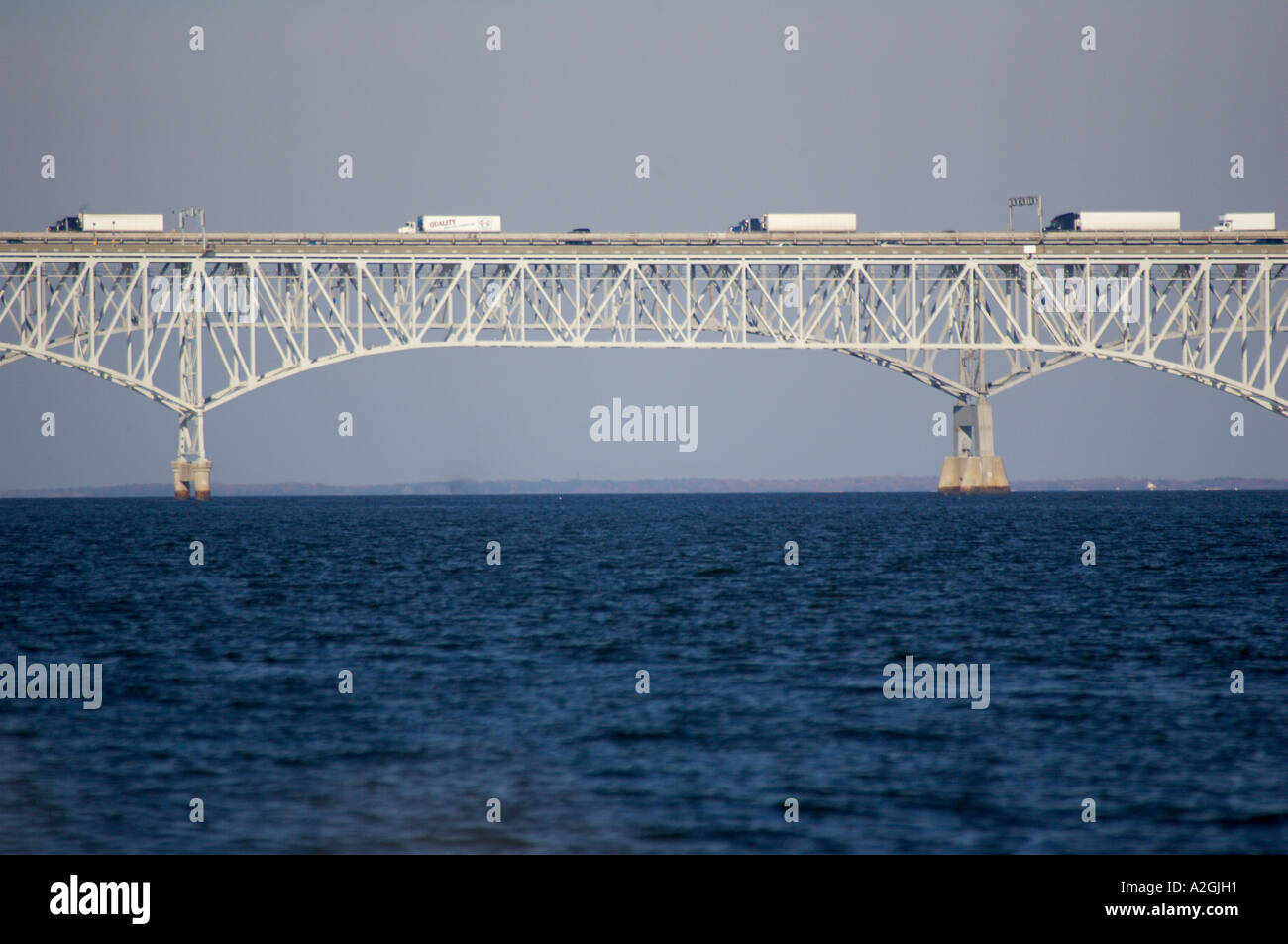 MARYLAND. USA. Truck traffic on Highway 301 bridges across Chesapeake