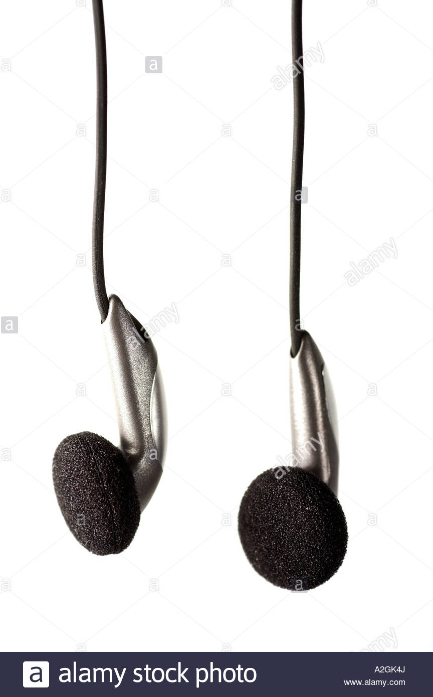 Pair of earbuds Stock Photo