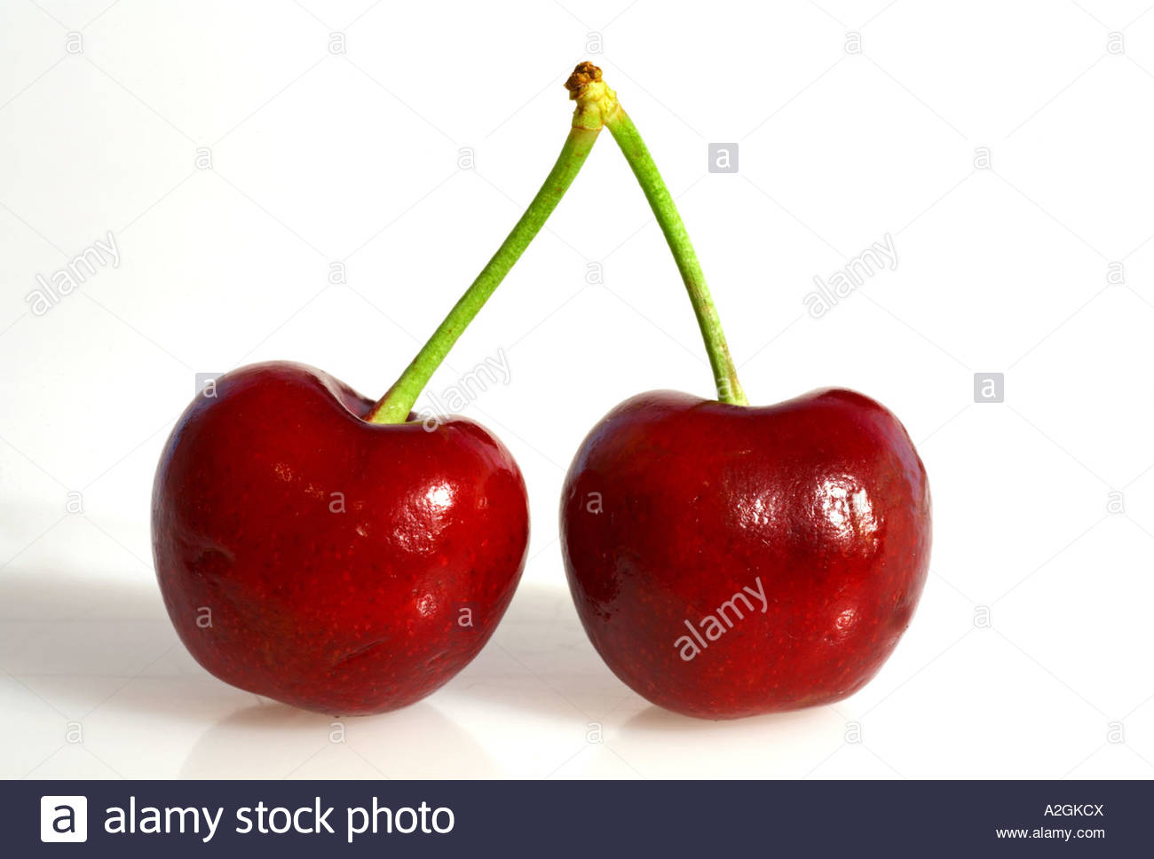 Two red cherries Stock Photo - Alamy