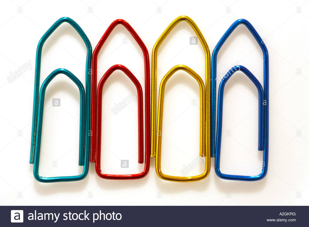 Four coloured paperclips Stock Photo Alamy