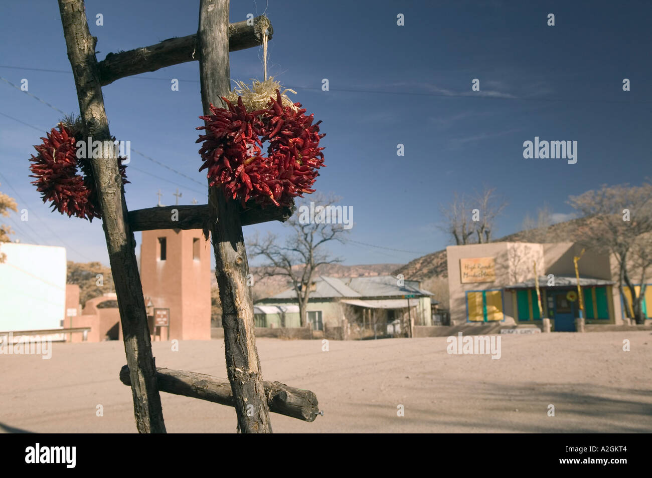 USA, New Mexico, Chimayo Santuario de Chimayo Church Area Chili Pepper