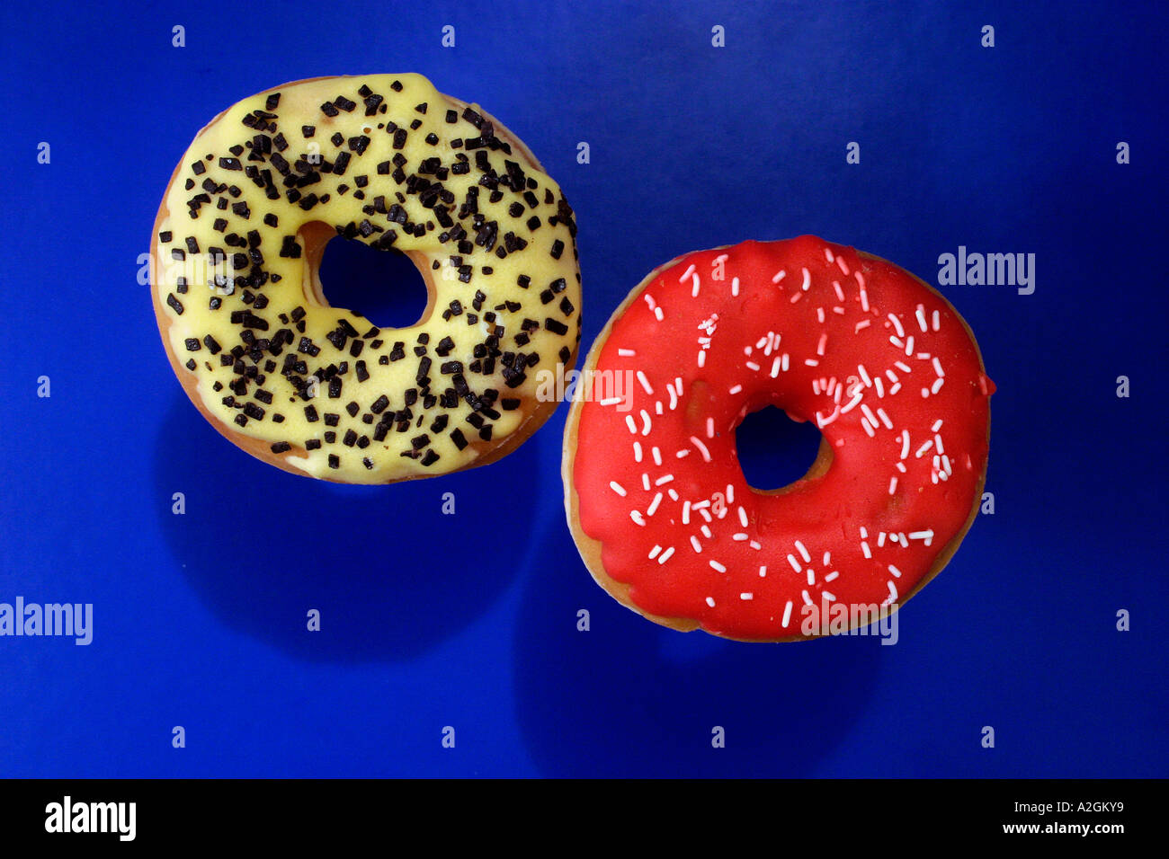 Iced ring doughnuts Stock Photo
