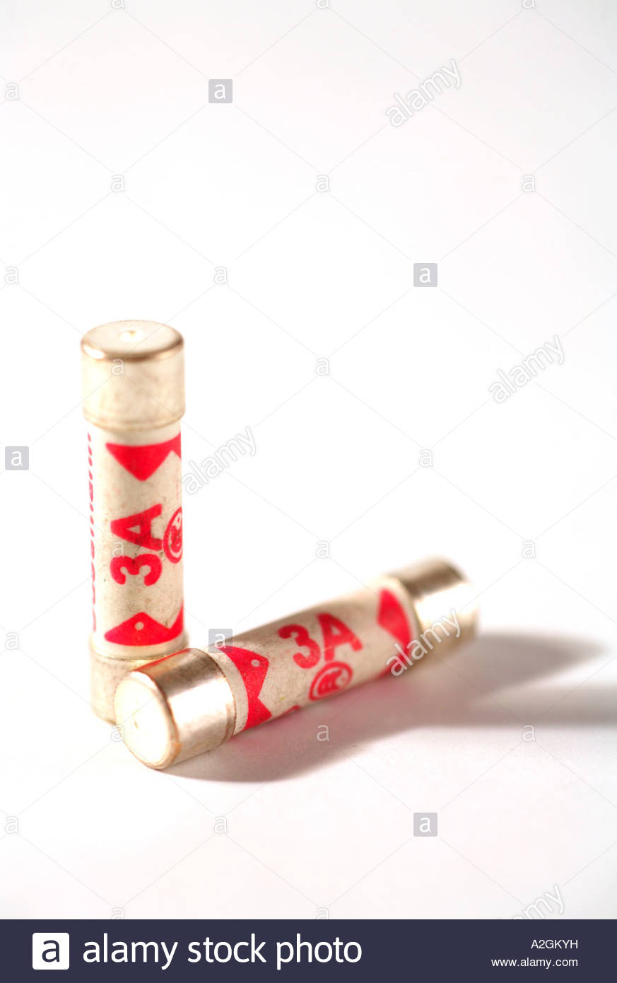 Two 3 Amp fuses Stock Photo Alamy