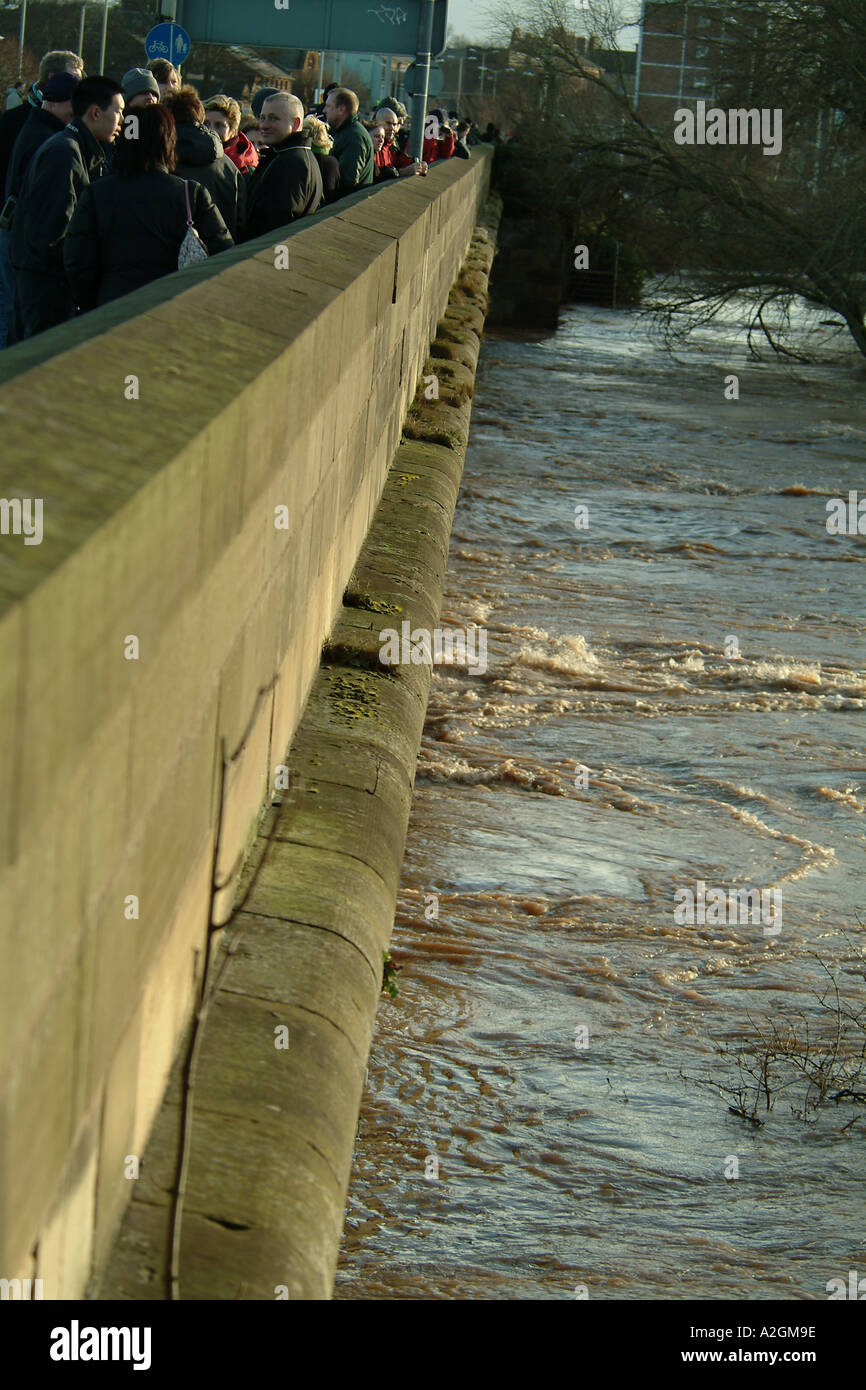Flooding of the River Eden January 8th 2005 Carlisle Cumbria England Stock Photo