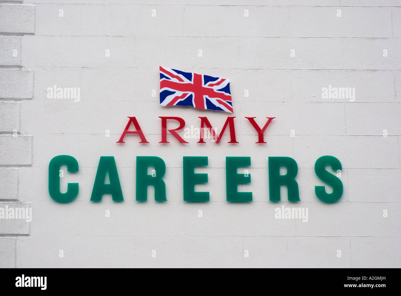 Army Careers sign on an Army recruitment Centre in Warrington Stock Photo