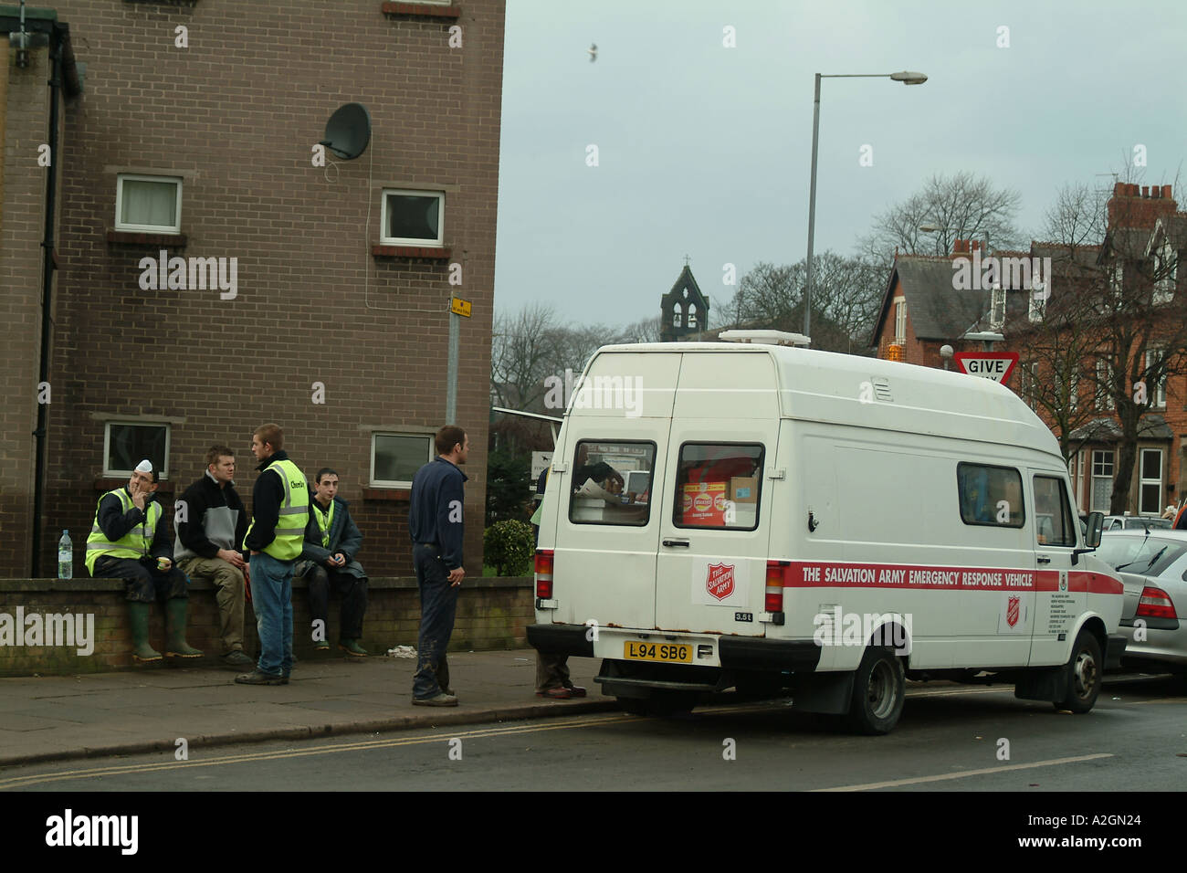 Aftermath of the flooding of the River Eden January 8th 2005 Carlisle Cumbria England Stock Photo