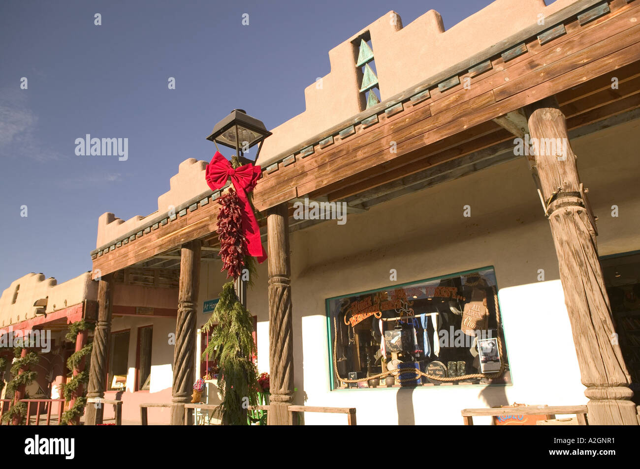 USA, New Mexico, Taos Christmas Decorations Kit Carson Road Stock