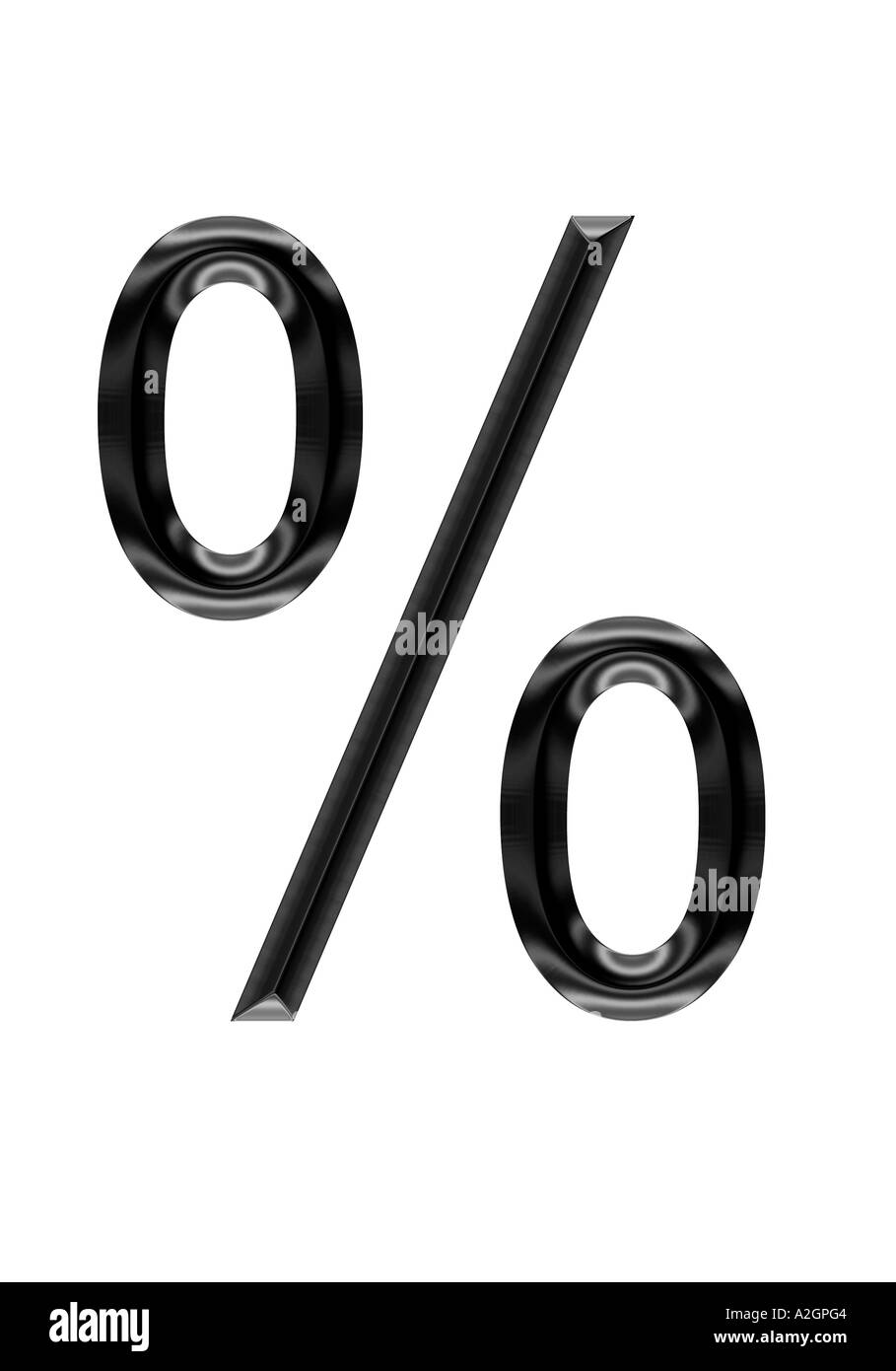 symbol percentage Prozentzeichen 3 D Chrom Stock Photo