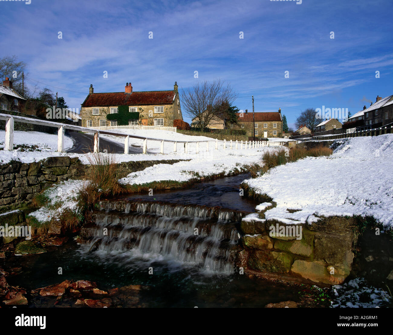Hutton le Hole after a snow fall in the North Yorkshire Moors uk Stock Photo