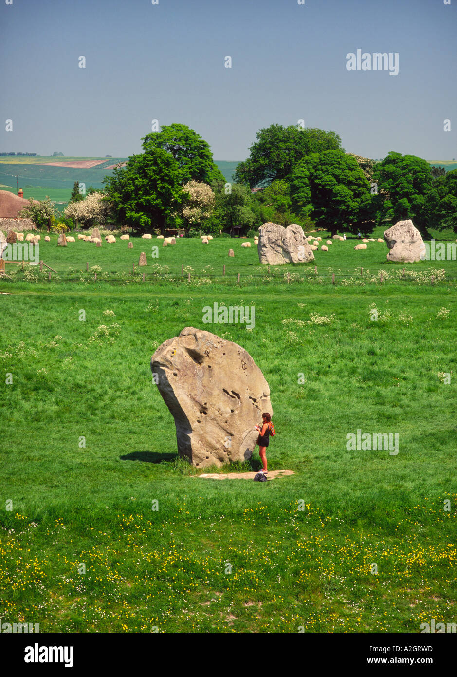 Standing stones at Avebury stone circle in Wiltshire Stock Photo