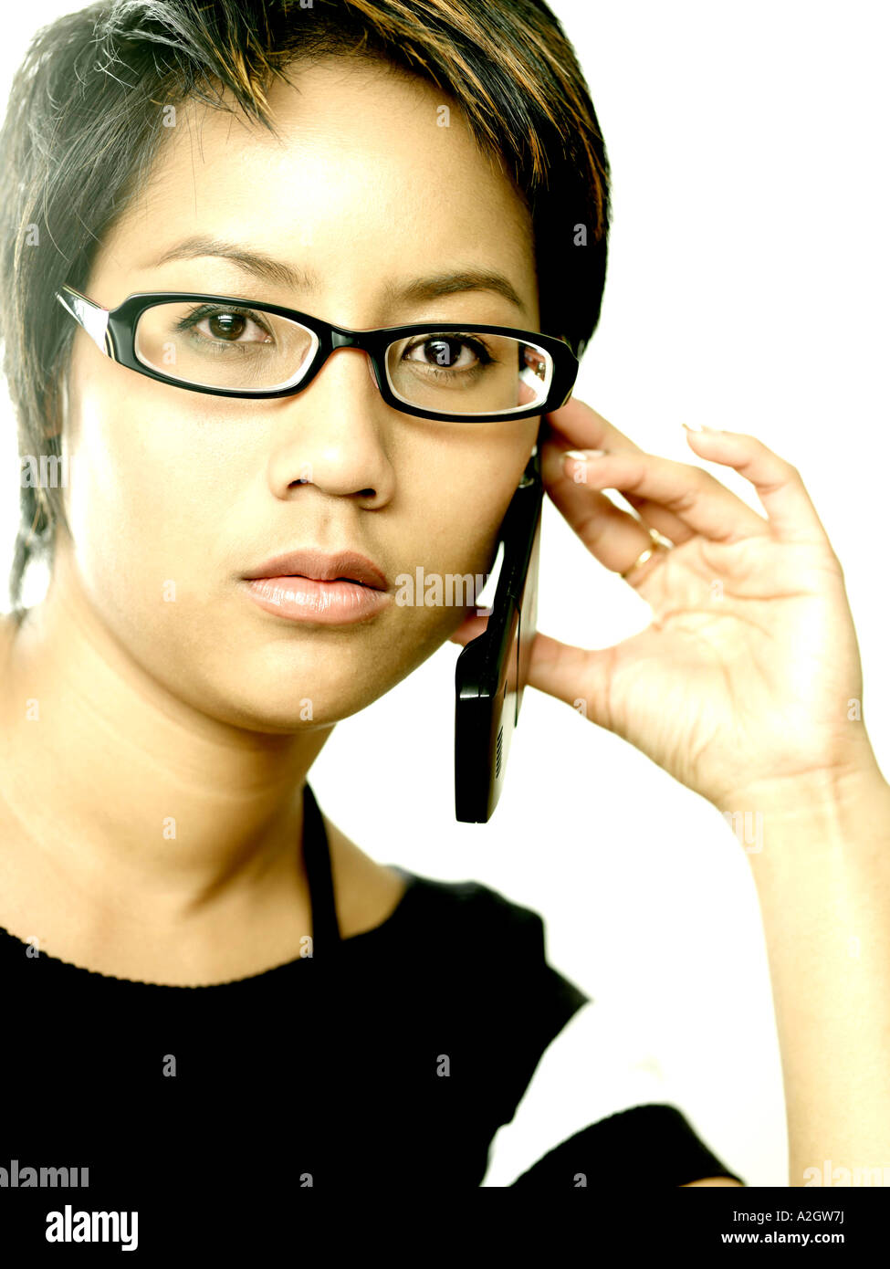 Young AsianWoman Wearing Glasses Model Released Stock Photo