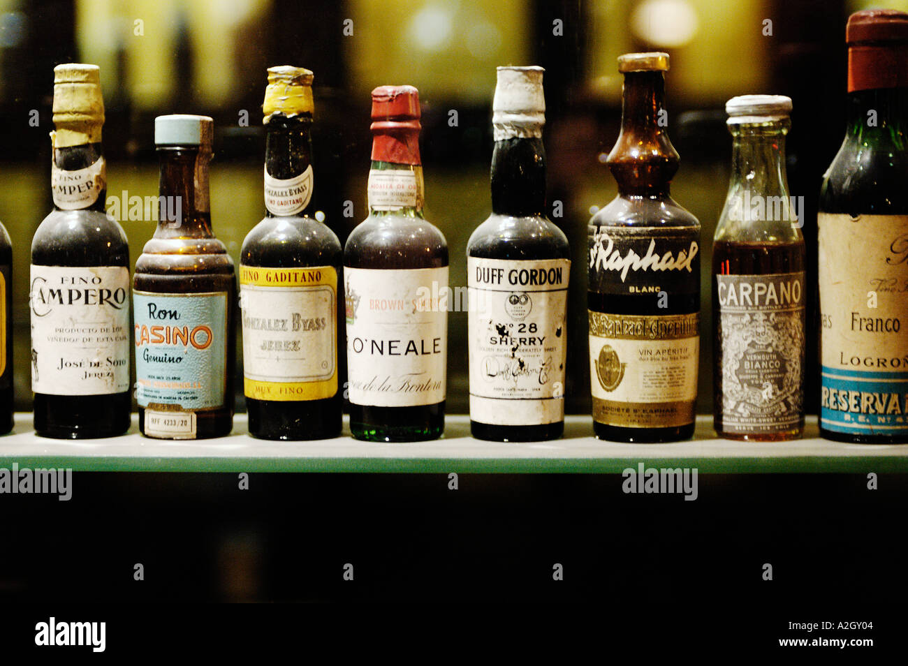 Spain Granada Bottles in window Stock Photo Alamy