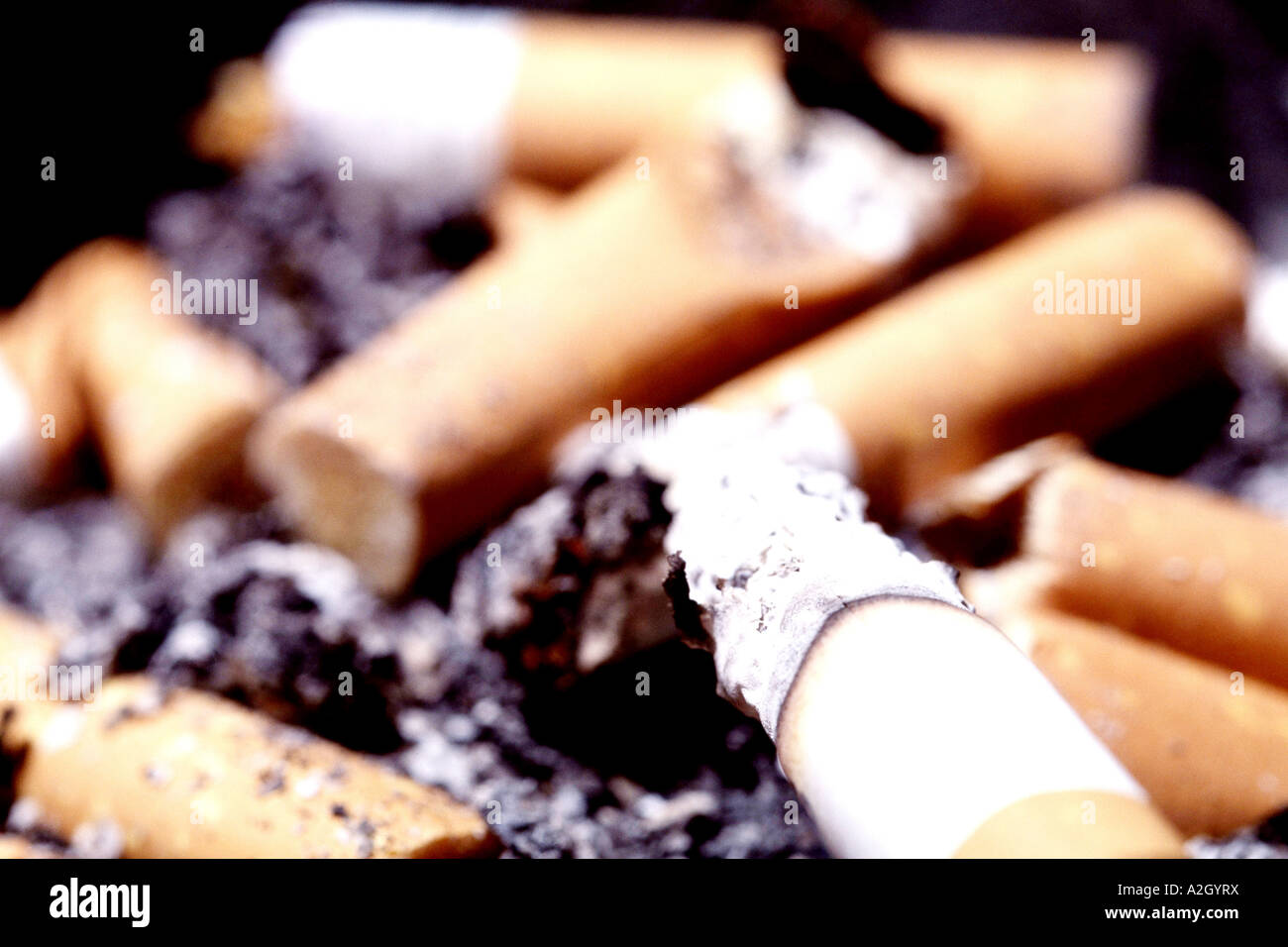 Cigarettes smoking tar nicotine ashtrays butts hires stock photography