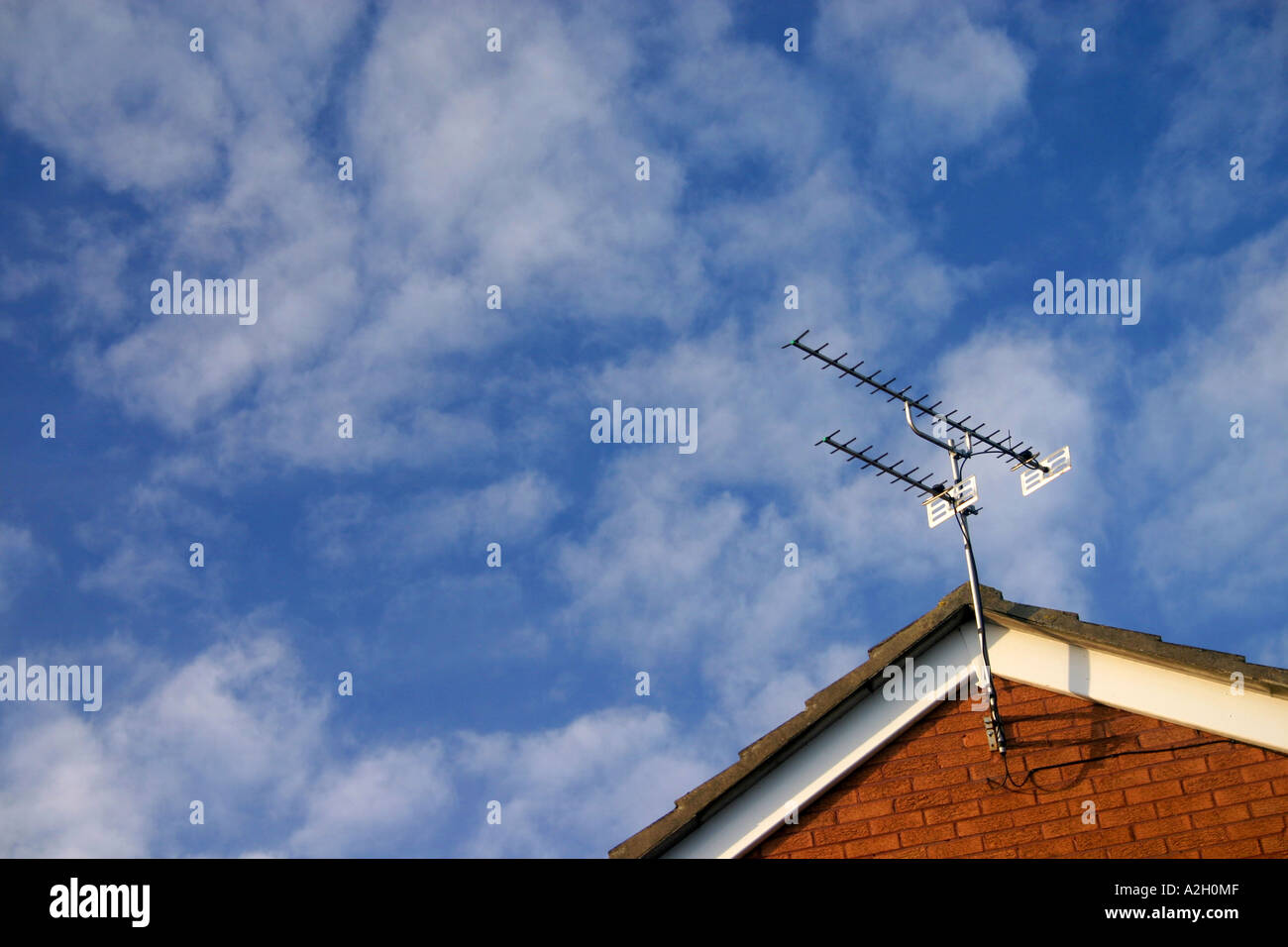 Ariels on a roof of a residential house Stock Photo