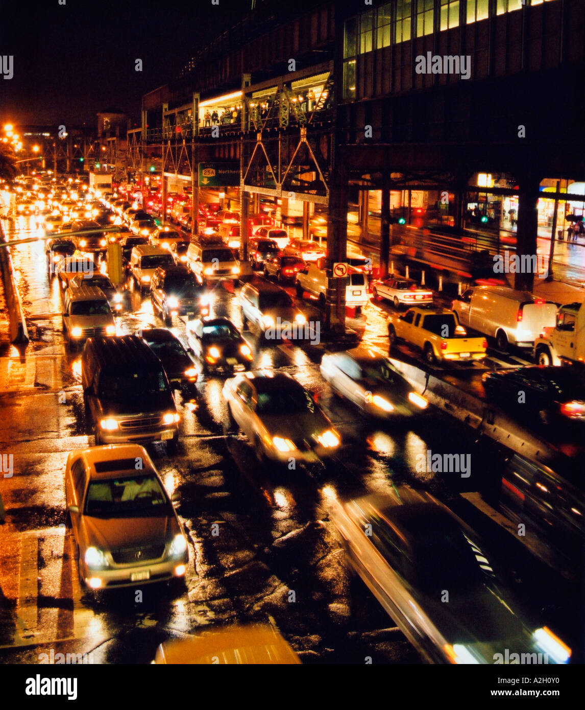 Rush hour traffic Queensboro Plaza, Queens, New York City Stock Photo